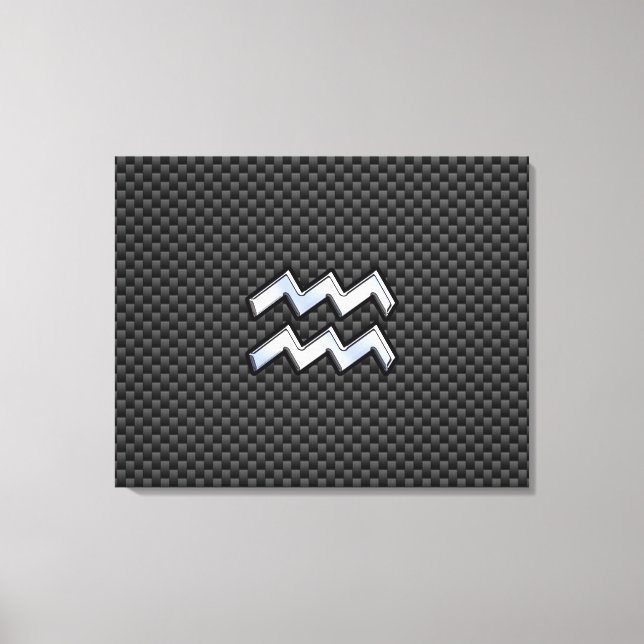 Aquarius Zodiac Sign Carbon Fiber Stil Canvastryck (Framsida)