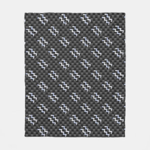 Aquarius Zodiac Sign Carbon Fiber Stil Fleecefilt
