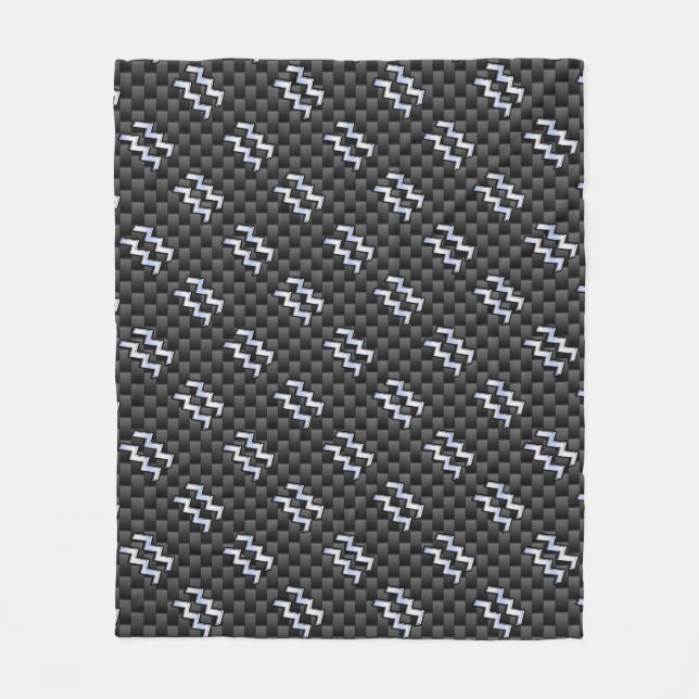 Aquarius Zodiac Sign Carbon Fiber Stil Fleecefilt (Framsidan)