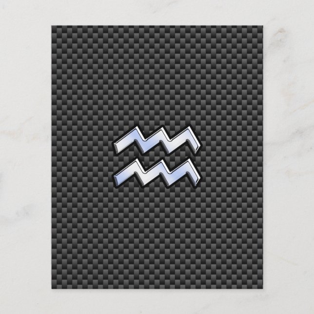 Aquarius Zodiac Sign Carbon Fiber Stil Flygblad (Framsidan)