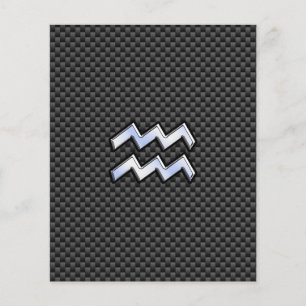 Aquarius Zodiac Sign Carbon Fiber Stil Flygblad