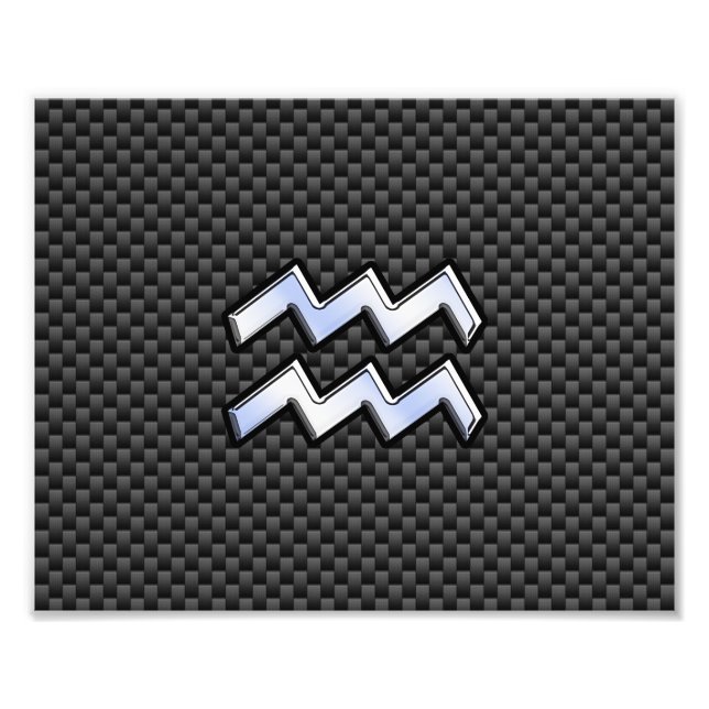 Aquarius Zodiac Sign Carbon Fiber Stil Fototryck (Framsidan)