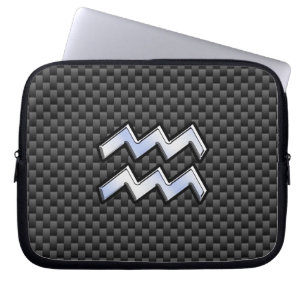 Aquarius Zodiac Sign Carbon Fiber Stil Laptop Fodral