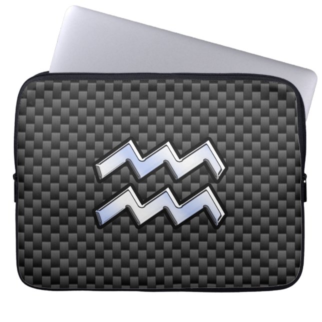 Aquarius Zodiac Sign Carbon Fiber Stil Laptop Sleeve (Framsidan)