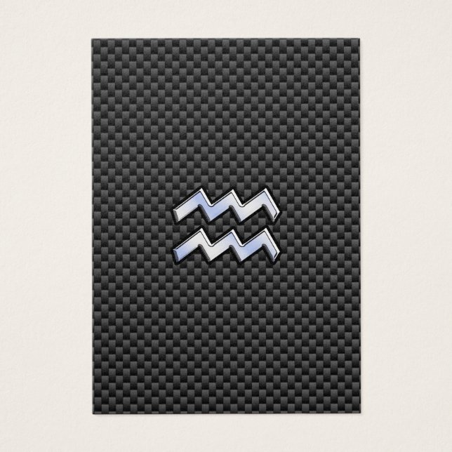 Aquarius Zodiac Sign Carbon Fiber Stil Visitkort (Framsidan)