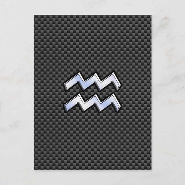 Aquarius Zodiac Sign Carbon Fiber Stil Vykort (Framsida)