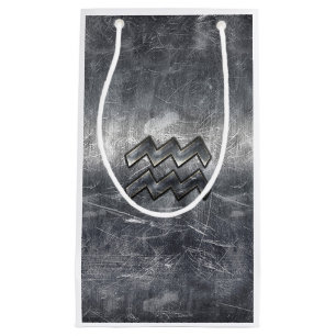Aquarius Zodiac Sign Distress Silver Steel