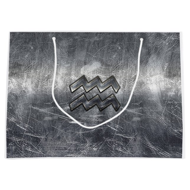 Aquarius Zodiac Sign Distress Silver Steel (Framsidan)