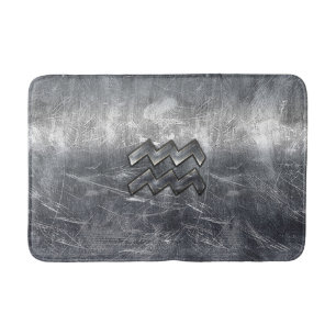 Aquarius Zodiac Sign Distress Silver Steel Badrumsmatta