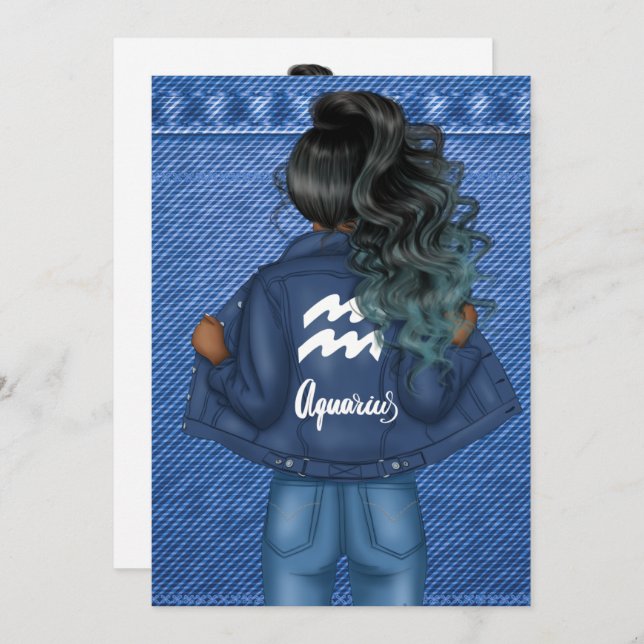 Aquarius Zodiac Sign Födelsedagsfest inbjudan (Fram/baksida)