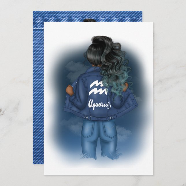 Aquarius Zodiac Sign Födelsedagsfest inbjudan (Fram/baksida)