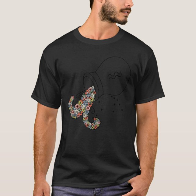 Aquarius Zodiac Sign Horoscope Astrology Cute Flor T Shirt (Framsida)
