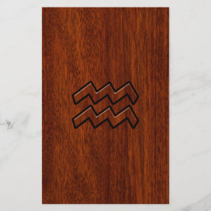Aquarius Zodiac Sign Mahogany Stil Brevpapper