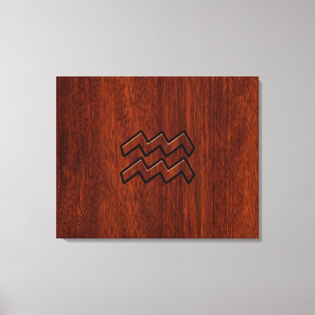 Aquarius Zodiac Sign Mahogany Stil Canvastryck (Framsida)