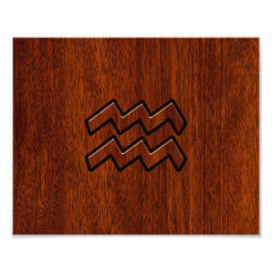 Aquarius Zodiac Sign Mahogany Stil Fototryck