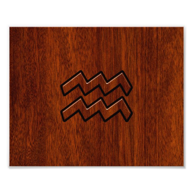 Aquarius Zodiac Sign Mahogany Stil Fototryck (Framsidan)