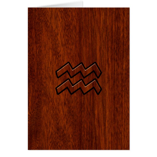 Aquarius Zodiac Sign Mahogany Stil Hälsningskort (Framsidan)