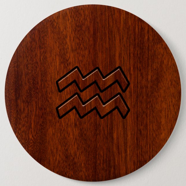 Aquarius Zodiac Sign Mahogany Stil Knapp (Framsida)