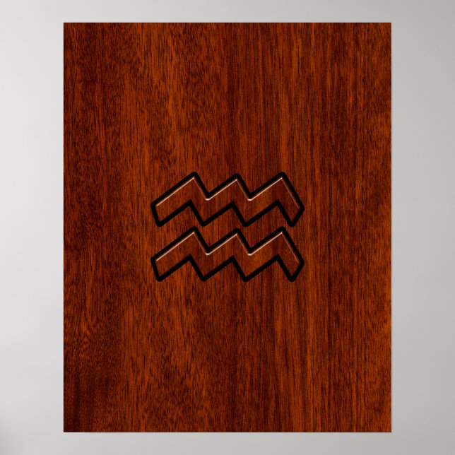 Aquarius Zodiac Sign Mahogany Stil Poster (Framsidan)