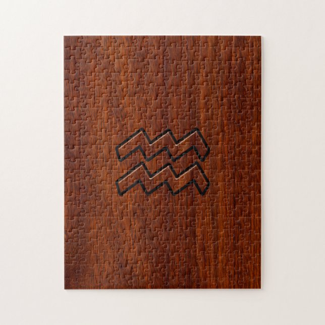 Aquarius Zodiac Sign Mahogany Stil Pussel (Vertikal)