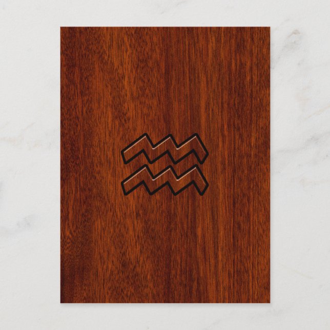 Aquarius Zodiac Sign Mahogany Stil Vykort (Framsida)