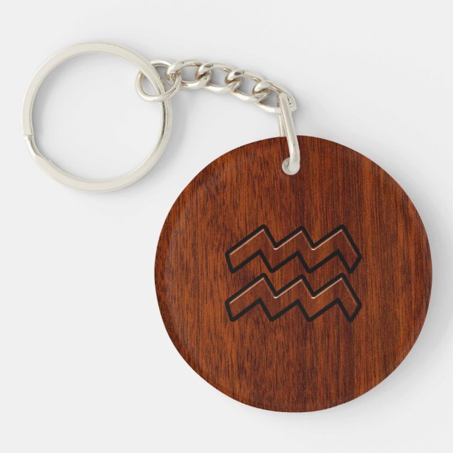 Aquarius Zodiac Sign Mahogany Wood Stil (Framsidan)