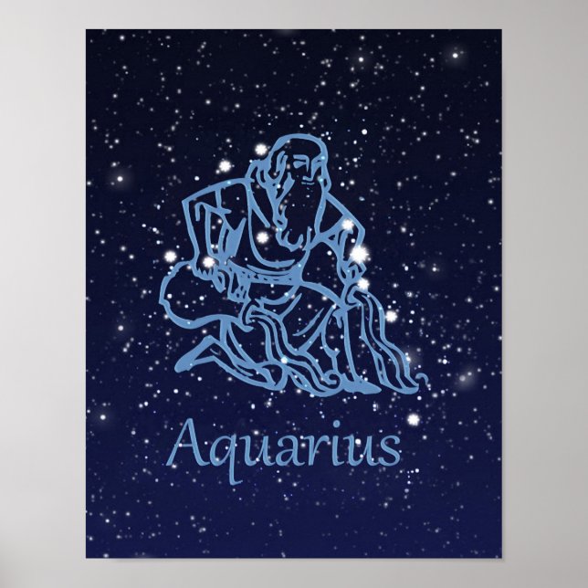 Aquarius Zodiac Sign och Constellation Poster (Framsidan)