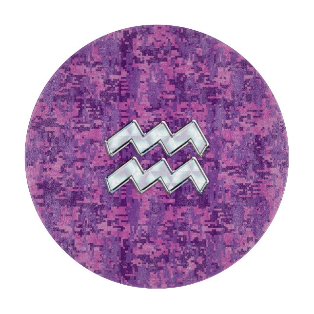 Aquarius Zodiac Sign on fuchsia digital camouflage (Framsidan)