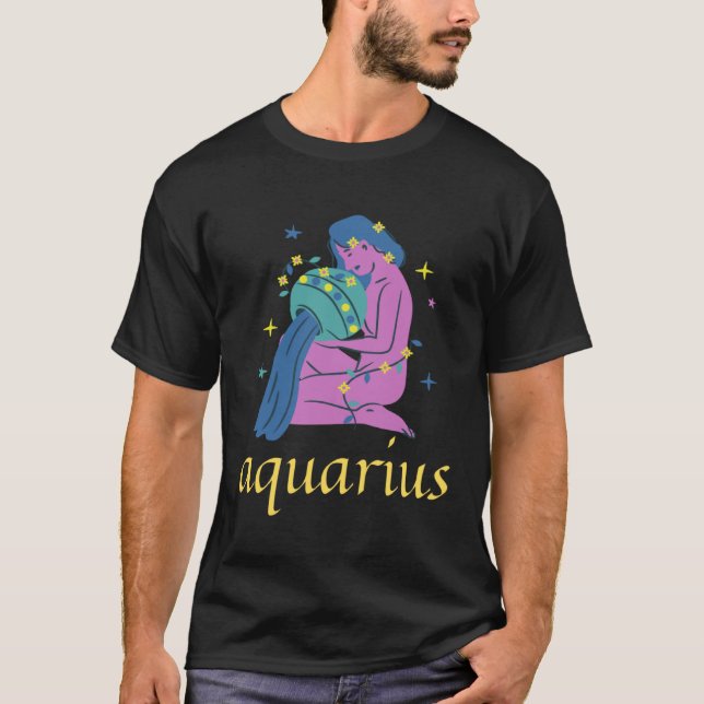 Aquarius Zodiac Sign s Astrology Horoscope T Shirt (Framsida)