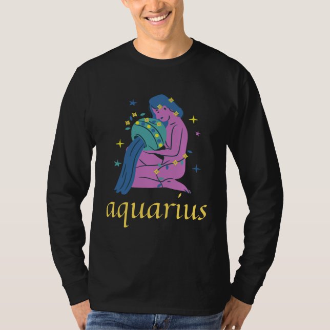 Aquarius Zodiac Sign s Astrology Horoscope T Shirt (Framsida)