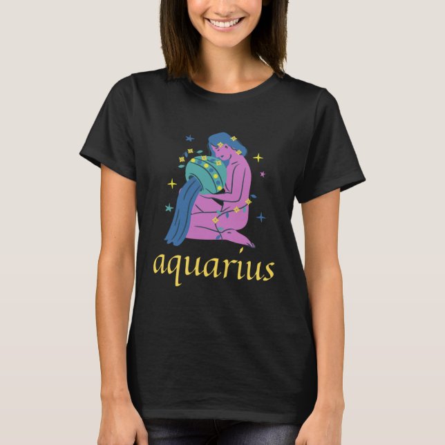 Aquarius Zodiac Sign s Astrology Horoscope T Shirt (Framsida)