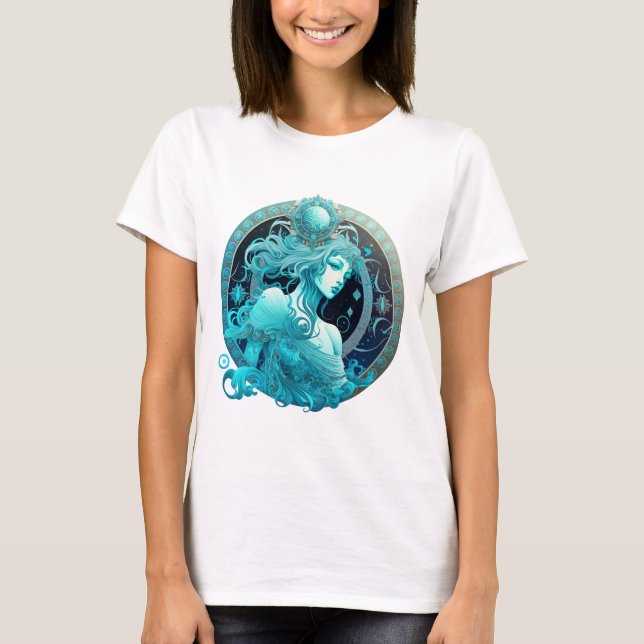 Aquarius Zodiac Sign Sublication Design, Aquarius T Shirt (Framsida)