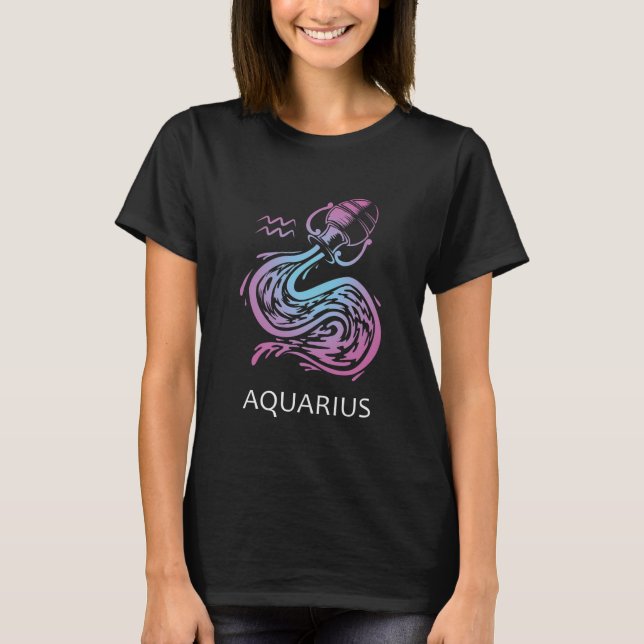 Aquarius Zodiac Sign Vatten Bearer Birthday Gift T Shirt (Framsida)