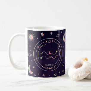 Aquarius zodiac sol måne stjärnor näringsuppgifter kaffemugg