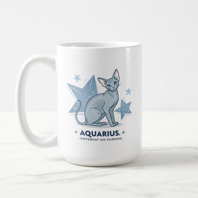 Aquarius Zodiac Sphynx Cat Different Purpose Art Kaffemugg (Vänster)