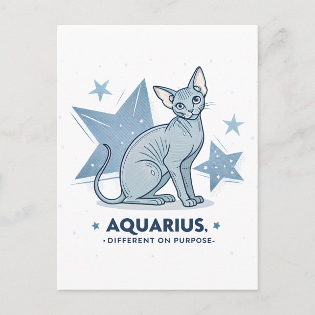 Aquarius Zodiac Sphynx Cat Different Purpose Art Vykort (Framsida)