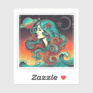 Aquarius Zodiac Sticker Retro Design Klistermärken