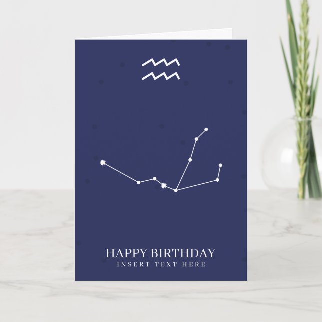 Aquarius Zodiac Stjärntecken Anpassningsbar Birthd Kort (Framsida)