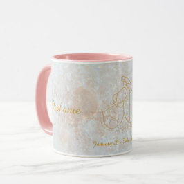 Aquarius Zodiac Stjärntecken Cosmic Monogram Glitt Mugg