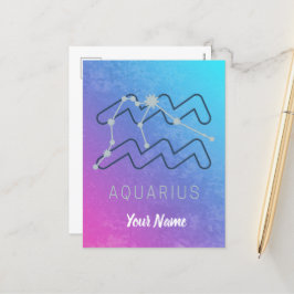 Aquarius Zodiac Stjärntecken Horoscope Constellati Helg Vykort