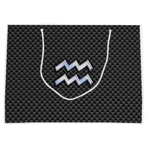 Aquarius Zodiac Symbol Carbon Fiber Decor