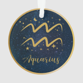 Aquarius zodiac symbol guld stars personlig