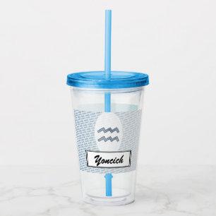 Aquarius Zodiac Symbol Inslag av K Yoncich Take Away Mugg