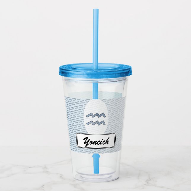 Aquarius Zodiac Symbol Inslag av K Yoncich Take Away Mugg (Framsida)