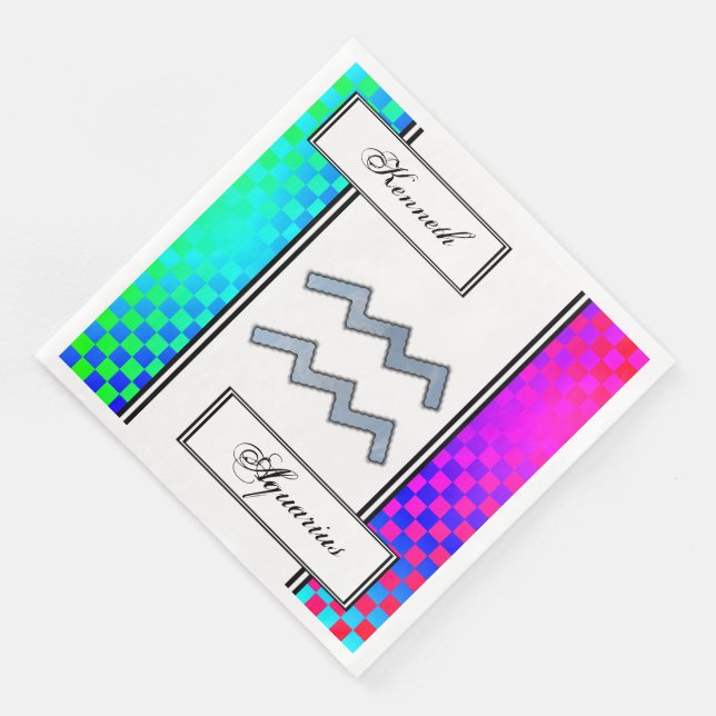 Aquarius Zodiac Symbol Inslag av Kenneth Yoncich Pappersservett (Hörn)