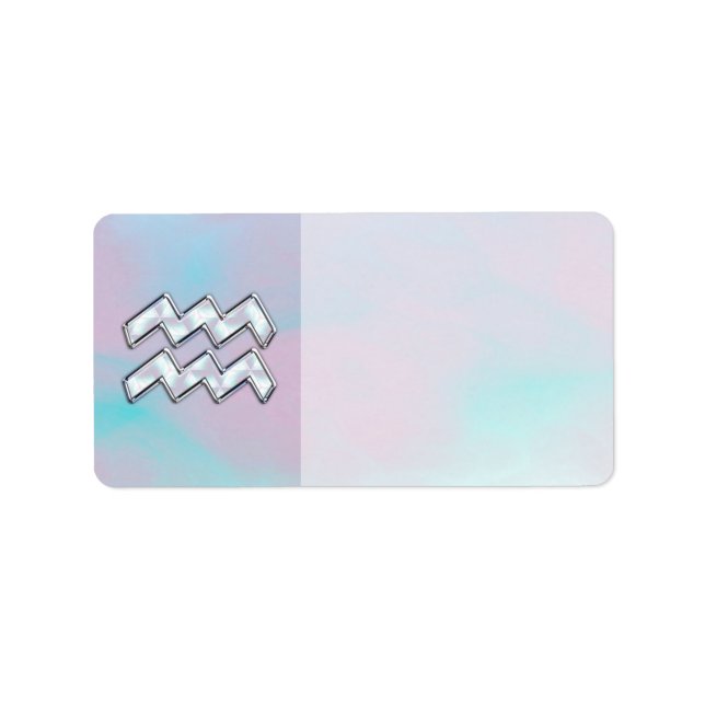 Aquarius Zodiac Symbol Mor i Pearl Nacre Adressetikett (Framsidan)