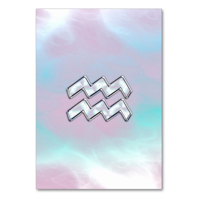 Aquarius Zodiac Symbol Mor i Pearl Nacre Bordsnummer (Framsidan)