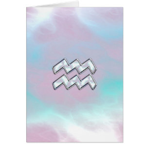 Aquarius Zodiac Symbol Mor i Pearl Nacre Hälsningskort