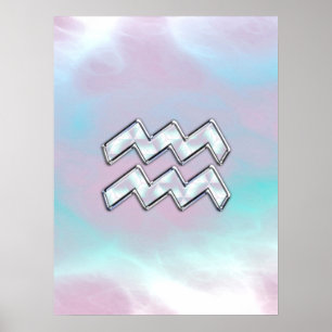Aquarius Zodiac Symbol Mor på Pearl Decor Poster
