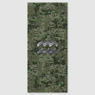 Aquarius Zodiac Symbol på Grönt Digital Camouflage